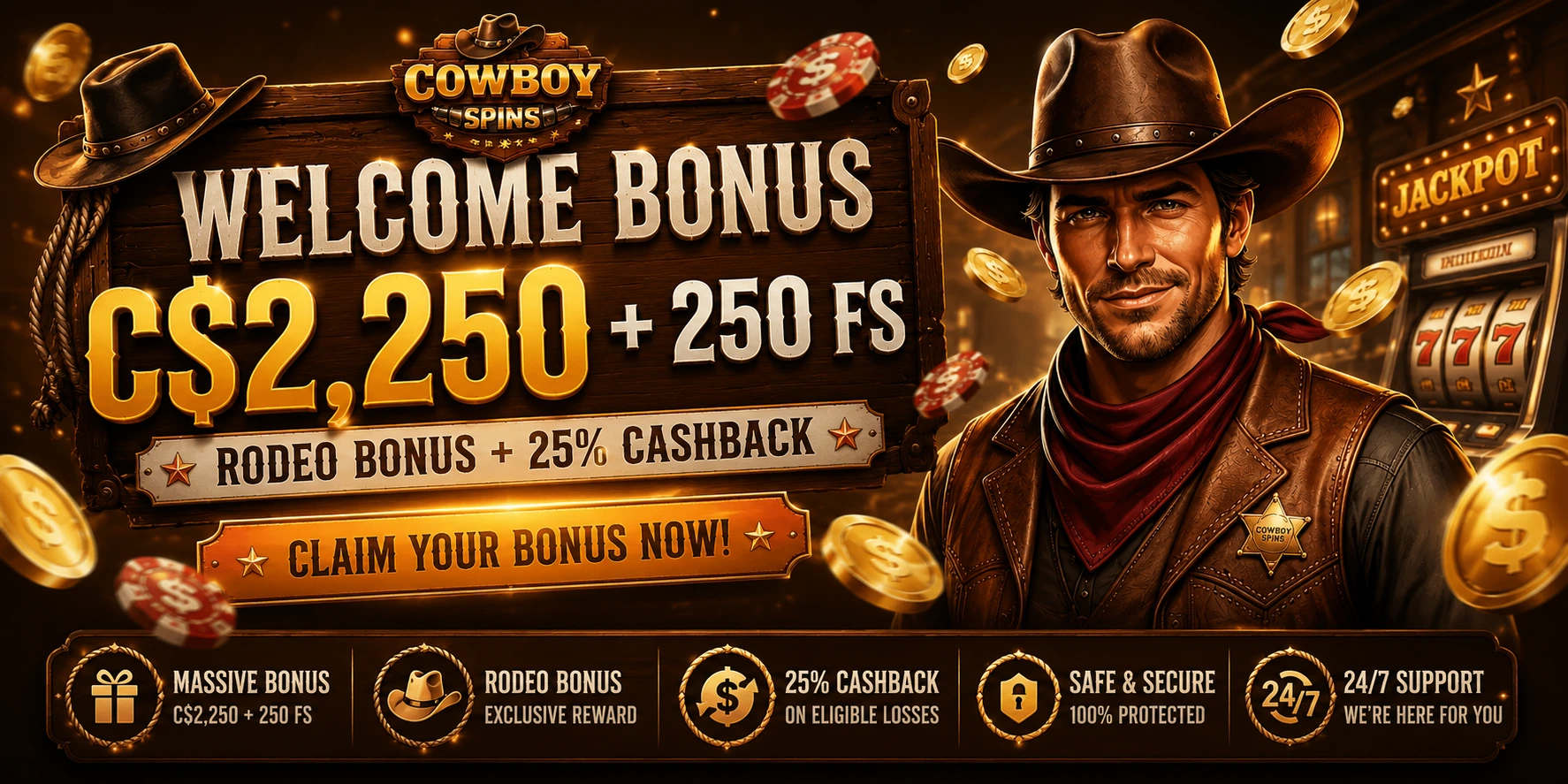 Cowboy Spins welcome bonus — western welcome pack