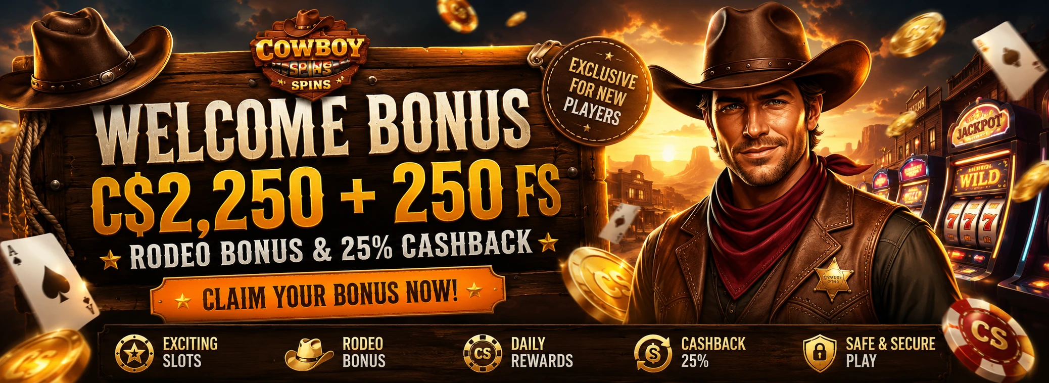 Cowboy Spins official casino — welcome bonus with western theme and live tables